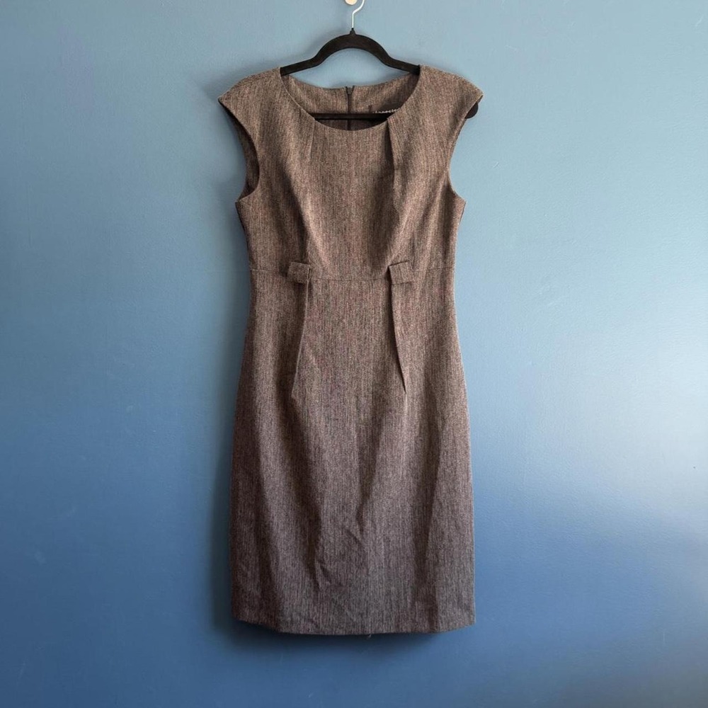 Y2K Gray Pencil Dress Women's Size 6 Connected Apparel Cap Sleeve Minimal Office